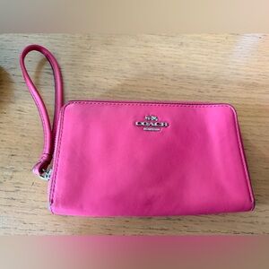 Coach Vibrant Pink Leather Wristlet